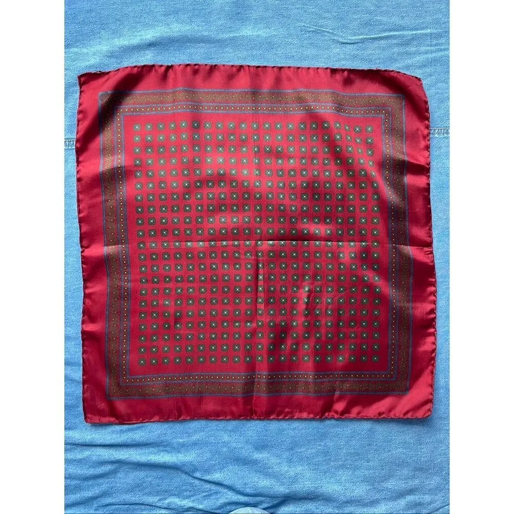 VTG Made in Italy 100% Silk Scarf Equestrian Foulard Bandana Neckerchief 19”